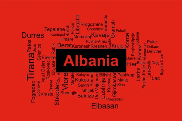 알바니아에서 인구가 도시들의 알바니아의 배경은 과검은 포함한 알바니아의 색이다 티라나 — 스톡 사진