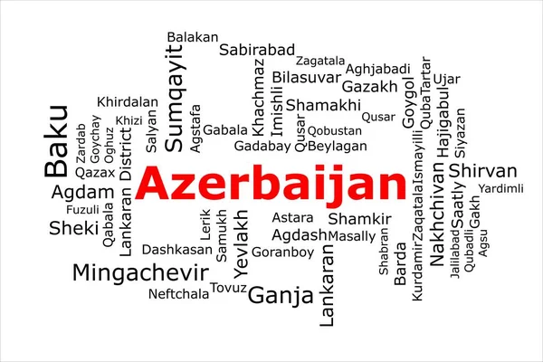 Tagcloud Der Bevölkerungsreichsten Städte Aserbaidschans Der Titel Ist Rot Und — Stockfoto