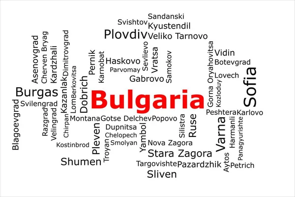 Tagcloud Most Populous Cities Bulgaria Title Red All Cities Black — Stock Photo, Image