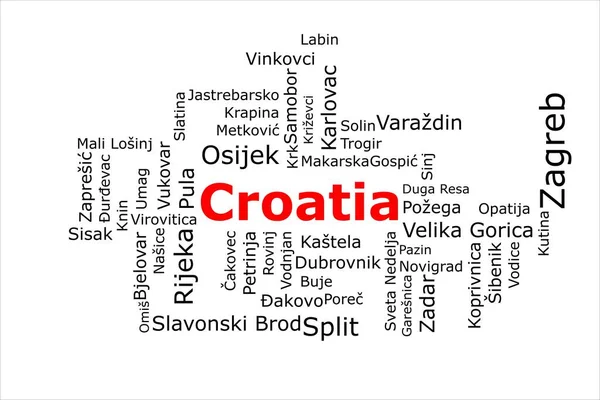 Tagcloud Most Populous Cities Croatia Title Red All Cities Black — Stock Photo, Image