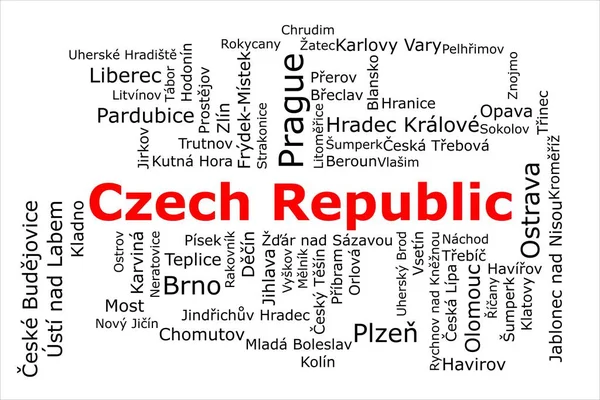 Tagcloud Most Populous Cities Czech Republic Title Red All Cities — Stock Photo, Image