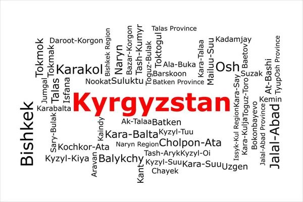 Tagcloud Des Villes Les Peuplées Kirghizistan Titre Est Rouge Toutes — Photo