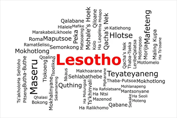 Tagcloud Most Populous Cities Lesotho Title Red All Cities Black — Stock Photo, Image