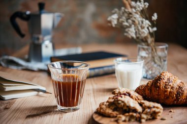 Evde çalışırken kahve ve hafif atıştırmalıklar..