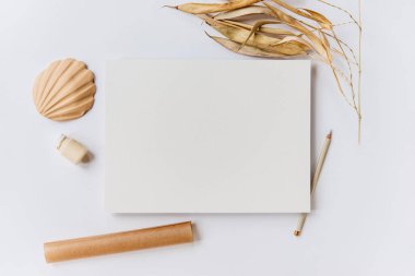 Tasarım, resim baskısı veya sunum için temiz boş kağıt modelleme şablonu