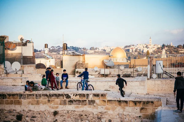 Jerusalem Israel Ιανουαριου 2020 Παιδιά Παίζουν Στους Δρόμους Της Παλιάς — Φωτογραφία Αρχείου