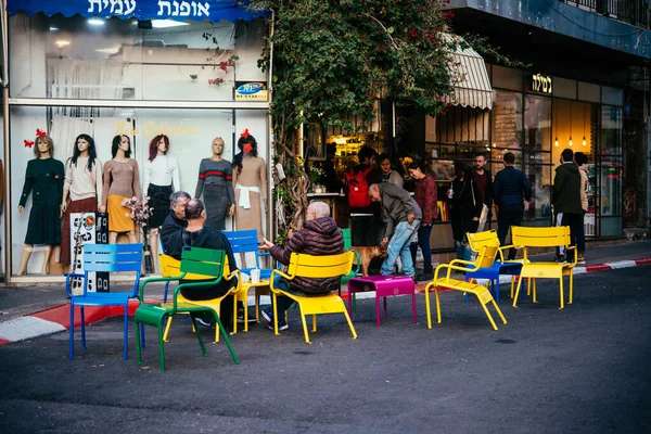 Tel Aviv Israel Ιανουαριου 2020 Άνθρωποι Απολαμβάνουν Ζωντανή Ατμόσφαιρα Των — Φωτογραφία Αρχείου