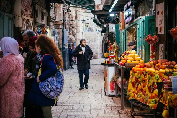 Jerusalem Israel Janeiro 2020 Visão Mercado Cidade Velha Jerusalém Israel Fotos De Bancos De Imagens