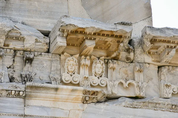 Bergama Turkey Trajan神庙的废墟 Pergamum Pergamon 的古老遗址 Bergama位于土耳其西部的伊兹密尔省 — 图库照片