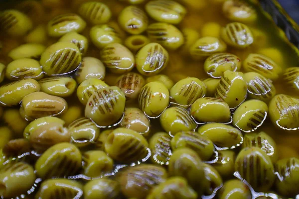 Grilované Olivy Zblízka Pohled Lahodné Jídlo — Stock fotografie