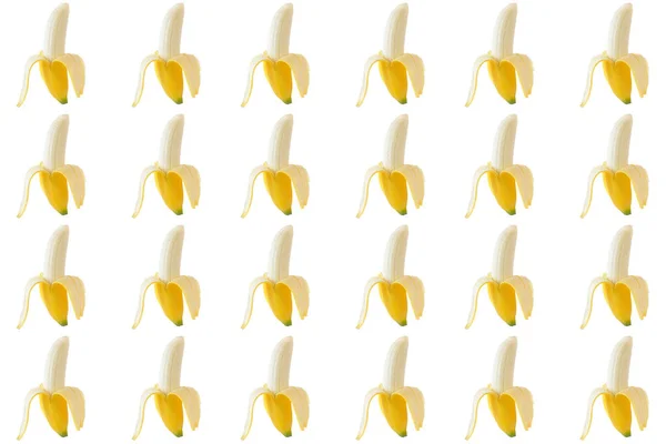 Banana Mengisolasi Tekstur Pisang Terbuka Pada Latar Belakang Warna Padat — Stok Foto