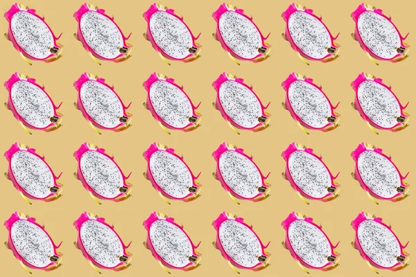 Dragon fruit isolated texture, Dragon fruit slices on solid color background. Minimal fruit idea concept. Similar slices texture