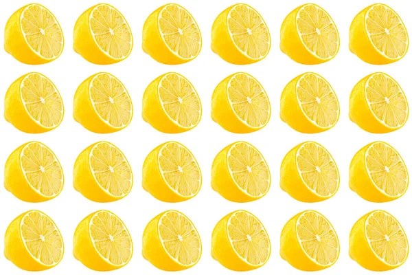 柠檬分离纹理 柠檬片在坚实的色彩背景 最小水果概念 类似的切片纹理 — 图库照片