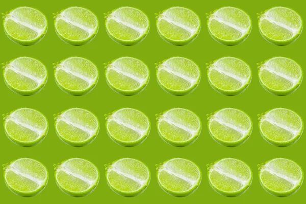 Tranche Citron Vert Texture Citron Citron Vert Fond Isolé — Photo
