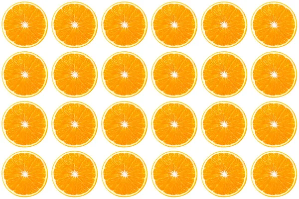 Texture Isolée Fruits Orange Tranches Orange Sur Fond Couleur Unie — Photo