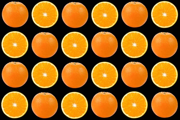 Orange Frukt Isolerad Konsistens Orange Skivor Solid Färg Bakgrund Minimal — Stockfoto