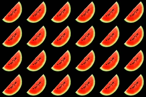 Watermelon isolated texture, Watermelon slices on solid black color background. Minimal fruit idea concept. Similar slices texture watermelon slices on a black background.