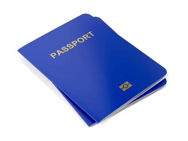 Μπλε Βιομετρικό Διαβατήριο Απομονωμένο Λευκό Φόντο Απομονωμένο Και Κενό Διαβατήριο — Φωτογραφία Αρχείου