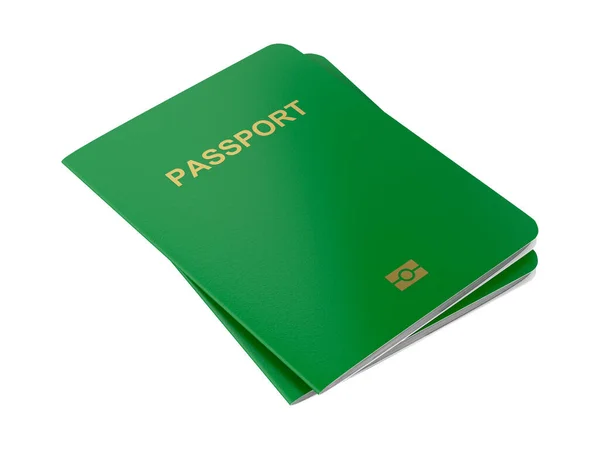 白い背景に隔離された緑の生体パスポート 隔離された空白のパスポート 白い背景 — ストック写真