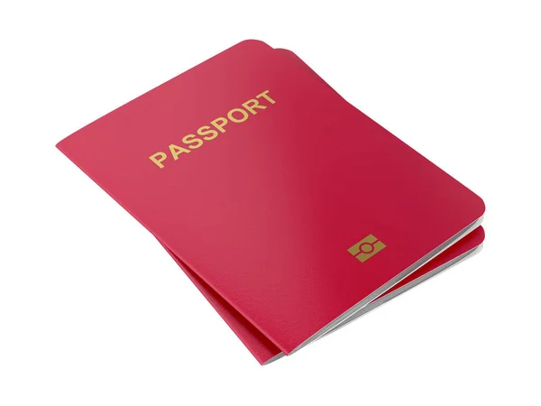 Красный Биометрический Паспорт Выделенный Белом Фоне Изолированный Чистый Паспорт Белый — стоковое фото