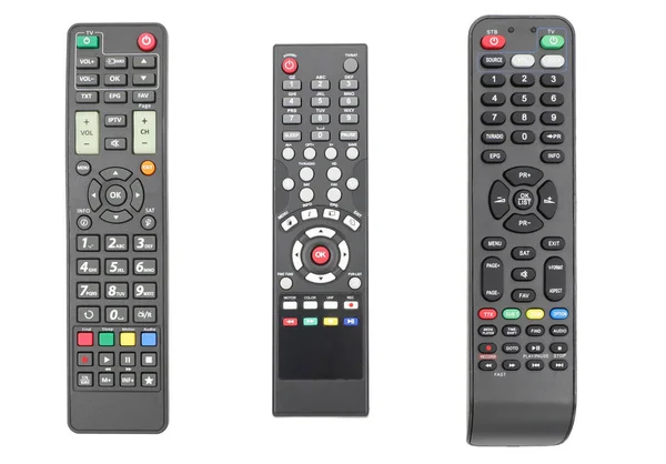 Tv remote controller sets and collection, isolated white background