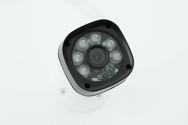 Beveiligingscamera Geïsoleerde Witte Achtergrond Beveiligingscamera Systeem Gedemonteerd Bekabelde Beveiligingssystemen — Stockfoto