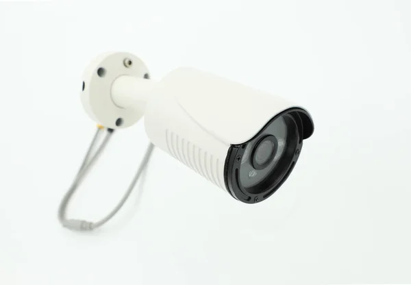 Überwachungskameras Isolierter Weißer Hintergrund Überwachungskamerasystem Demontiert Verkabelte Sicherheitssysteme — Stockfoto
