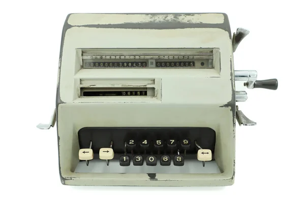 Механический Антикварный Калькулятор Механический Калькулятор Марки Old Facit Изолированный Белый — стоковое фото