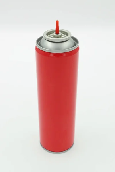 Öngyújtó Gázutántöltő Cső Piros Cső Elszigetelt Fehér Háttér — Stock Fotó