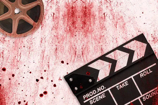 Special concept for horror movie night, storyboard and clapperboard, blank for writing
