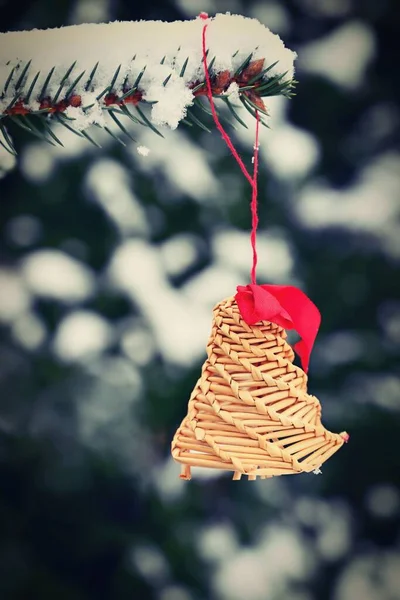 Ornamenti Luci Sull Albero Natale Decorato — Foto Stock