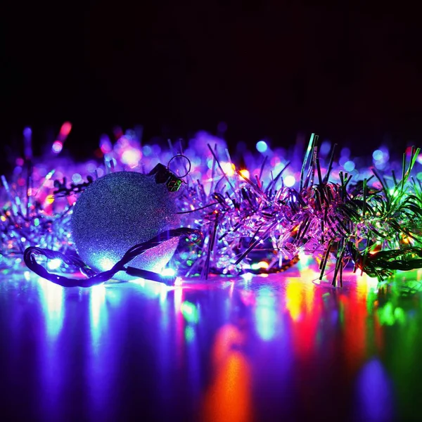 Świąteczne Światełka Choince Kolorowe Abstrakcyjne Tło Czas Zimy Świąt Bożego — Zdjęcie stockowe