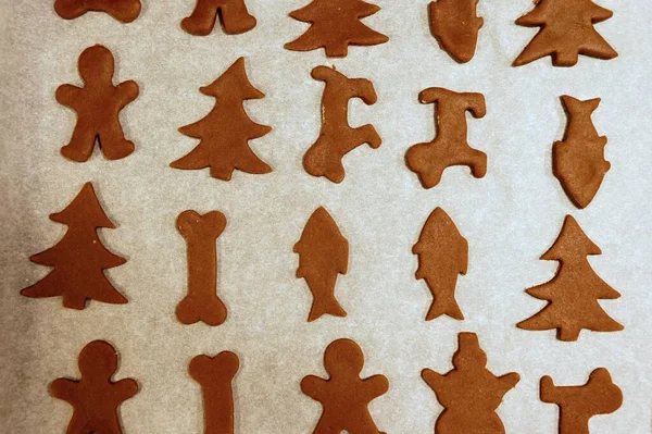 Julkakor Pepparkakor Förberedelse För Bakning Hembakade Traditionella Sötsaker För Julen — Stockfoto