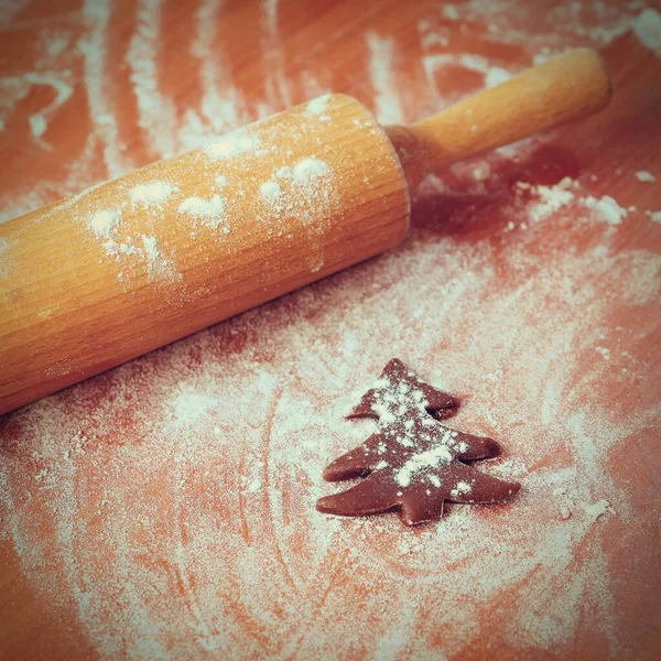 Χριστουγεννιάτικα Μπισκότα Μελόψωμο Προετοιμασία Για Ψήσιμο Σπιτικών Παραδοσιακών Γλυκών Για — Φωτογραφία Αρχείου