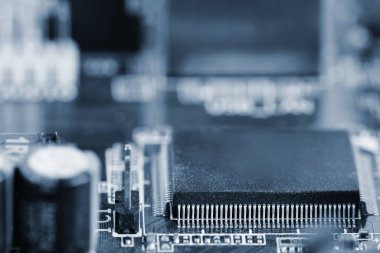 bilgisayar çipi, elektronik devre kartı, yakın görüntü, makro fotoğraf, makro, seçici odak