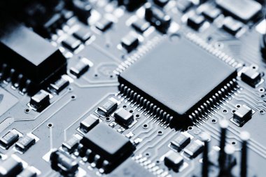 electronic circuit board close up, macro shot clipart