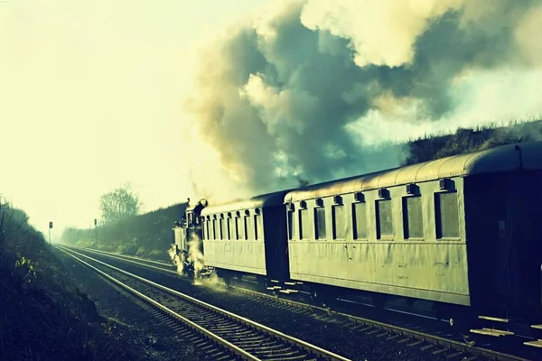 Vecchia Locomotiva Vapore Montagna — Foto Stock