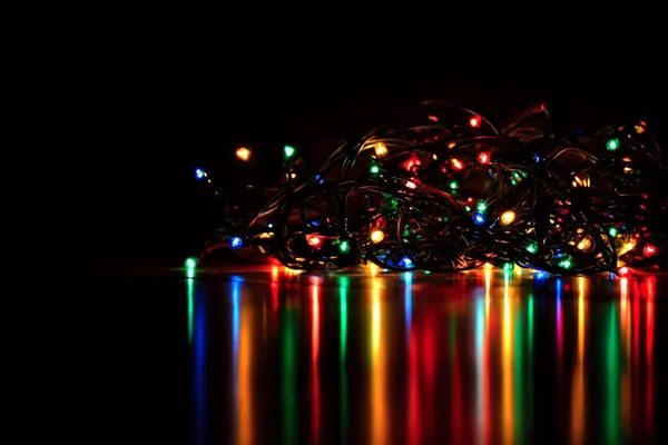 Colorful Christmas Garland Dark Background — Stock Photo, Image