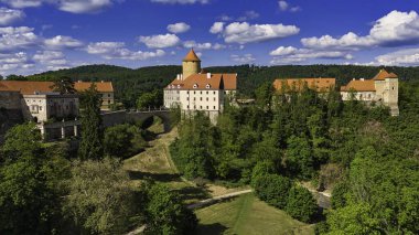 Güzel Gotik kale Veveri. City Brno Brno Barajı. South Moravia - Çek Cumhuriyeti - Orta Avrupa.