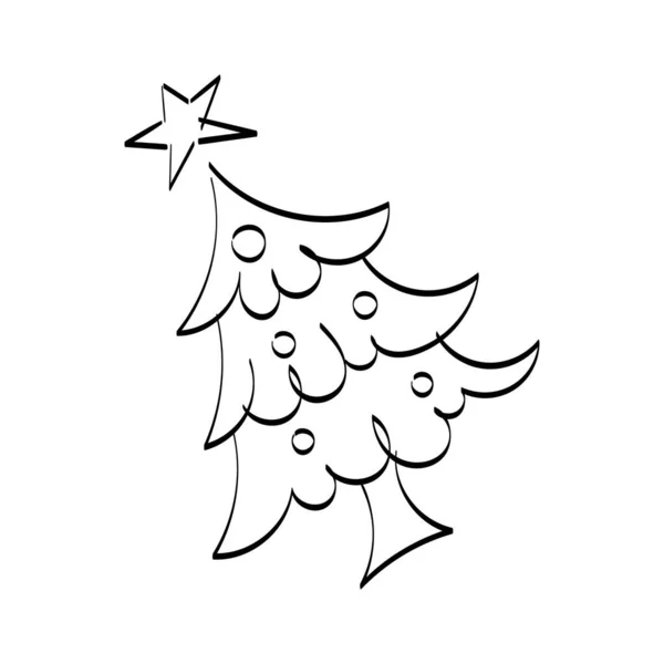 Vintage Holiday Icon Ručně Kreslený Obrys Vánoční Ilustrace Vektorový Prvek — Stockový vektor