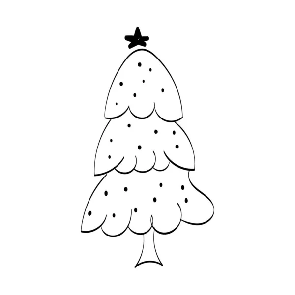 Desenho Árvore Natal Ícone Férias Vintage Esboço Desenhado Mão Ilustração — Vetor de Stock