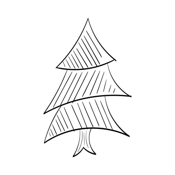 Σχεδιασμός Χριστουγεννιάτικων Δέντρων Vintage Holiday Icon Χειροποίητο Περίγραμμα Χριστουγεννιάτικη Απεικόνιση — Διανυσματικό Αρχείο