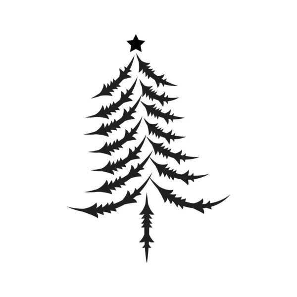 Σχεδιασμός Χριστουγεννιάτικων Δέντρων Vintage Holiday Icon Χειροποίητο Περίγραμμα Χριστουγεννιάτικη Απεικόνιση — Διανυσματικό Αρχείο