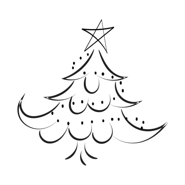 Icono Vacaciones Vintage Esquema Dibujado Mano Ilustración Navidad Elemento Vectorial — Vector de stock