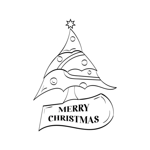 Icono Vacaciones Vintage Esquema Dibujado Mano Ilustración Navidad Elemento Vectorial — Archivo Imágenes Vectoriales