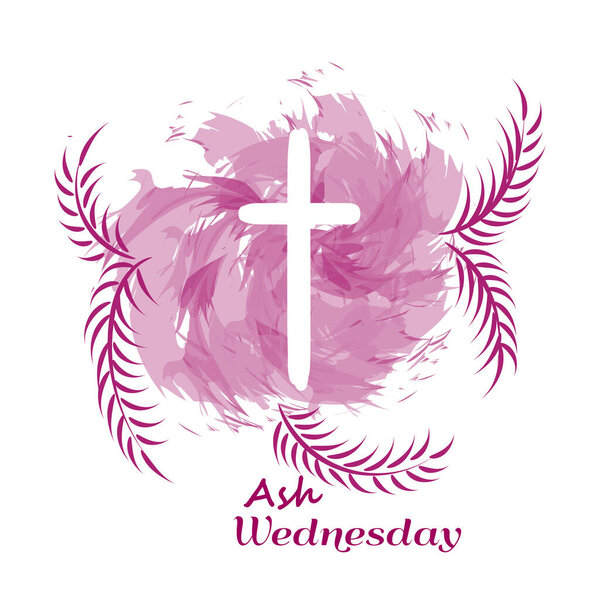 Ash Wednesday Cross Vector Art. Ash Wednesday With Cross, Blessing, Worship, Holy background design. 