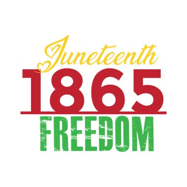 Juneteenth - Baskı, kart, el ilanı ya da bayrak olarak kullanılan ya da basım için Özgürlük renkli vektör tipografisi tasarımını kutlayın