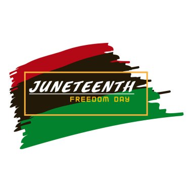 Juneteenth - Baskı, kart, el ilanı ya da bayrak olarak kullanılan ya da basım için Özgürlük renkli vektör tipografisi tasarımını kutlayın