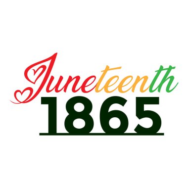 Juneteenth - Baskı, kart, el ilanı ya da bayrak olarak kullanılan ya da basım için Özgürlük renkli vektör tipografisi tasarımını kutlayın