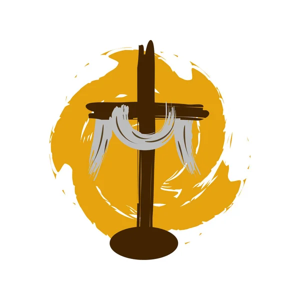 Страстная Неделя Символы Христианской Пасхи Пальмовая Ветвь Крест Иисуса Христа — стоковый вектор